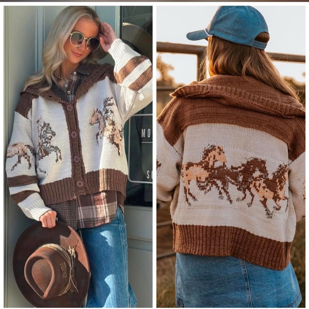 Nwt Veveret Knit Western Cardigan